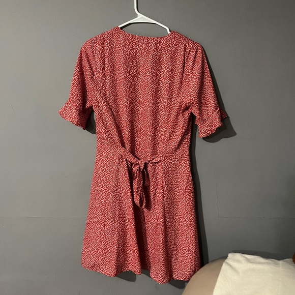 Lulu’s Castana Rust Red Print Button-Up Short Sleeve Dress - Picture 4 of 10